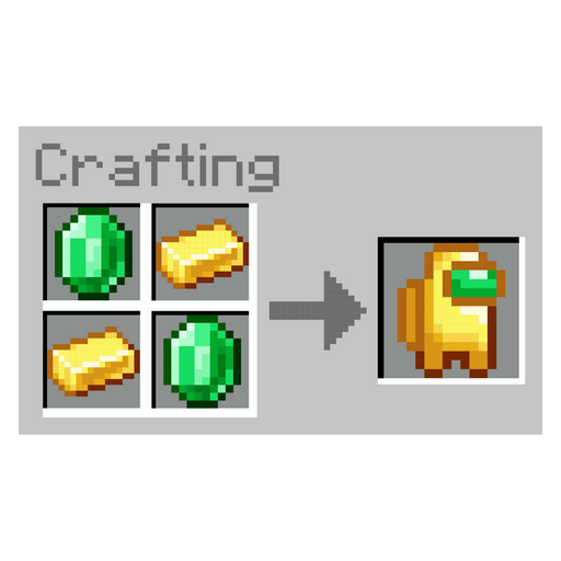 here is a Among Us Minecraft Crafting Gold and Emerald Sticker from the Among Us collection for sticker mania