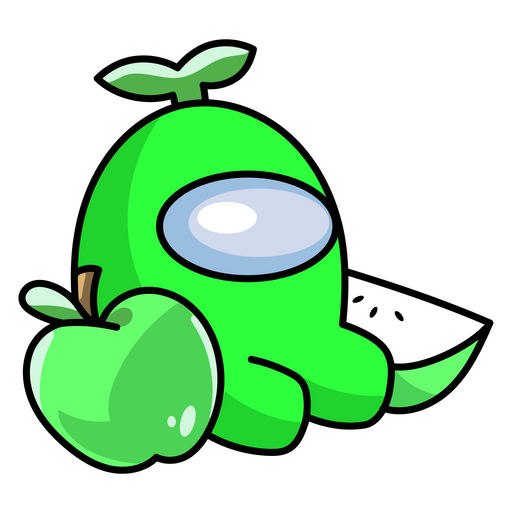 here is a Among Us Green Apple Character Sticker from the Among Us collection for sticker mania