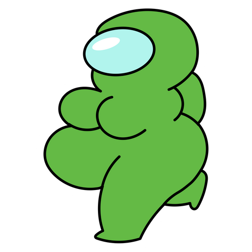 here is a Among Us Green Fat Character Walking Sticker from the Among Us collection for sticker mania