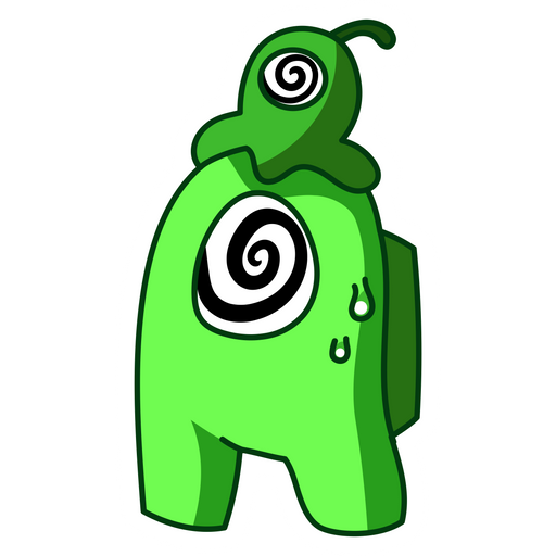 here is a Among Us Green Character Hypnotized Sticker from the Among Us collection for sticker mania