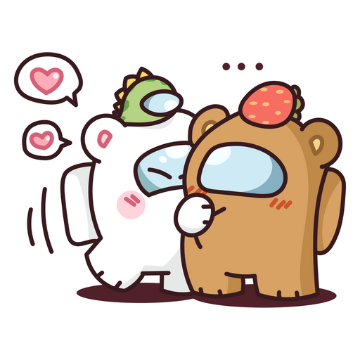 here is a Among Us Milk and Mocha Hugging Sticker from the Among Us collection for sticker mania