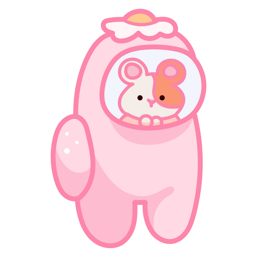 Among Us Pink Hamster Character Sticker