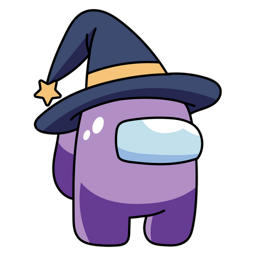 Among Us Purple Wizard Character Sticker