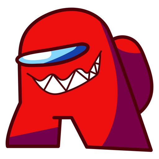 here is a Among Us Red Character with Vicious Smile Sticker from the Among Us collection for sticker mania