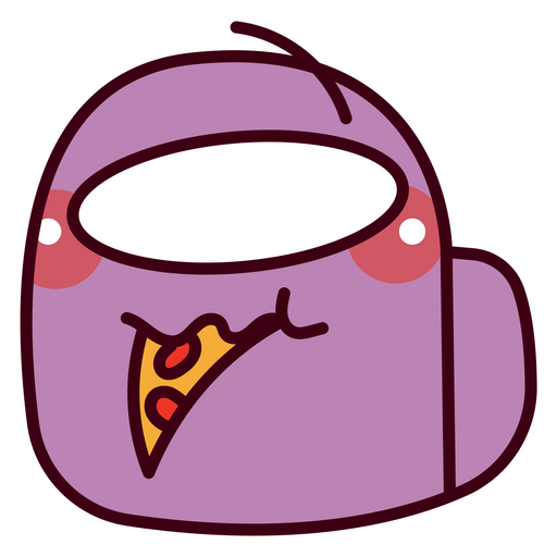 here is a Among Us Purple Character Eats Pizza Sticker from the Among Us collection for sticker mania