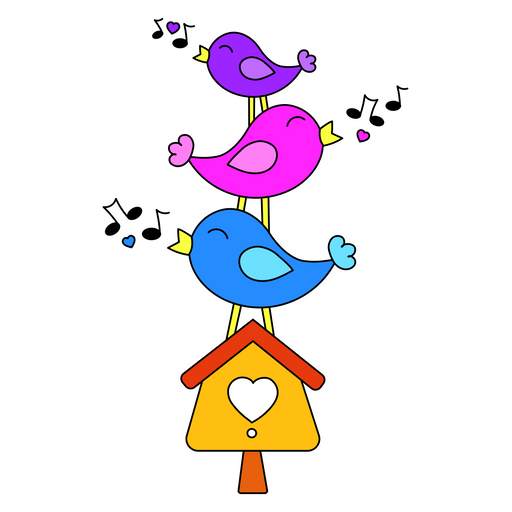 here is a Birds Family Singing Sticker from the Animals collection for sticker mania
