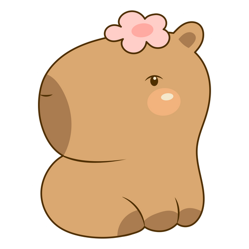 Capybara with Flower Sticker