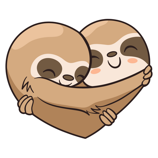 Cute Sloths Love Heart Sticker