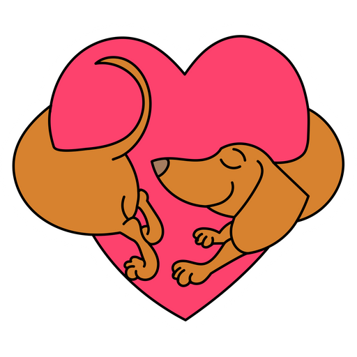 Dachshund Hugging Heart Sticker