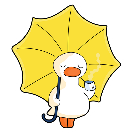 Duck with Umbrella and Tea Sticker