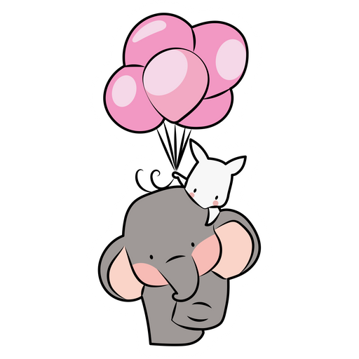 Elephant and Rabbit with Balloons Sticker