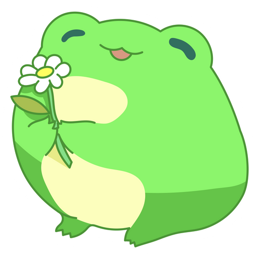 Frog Holding a Flower Sticker