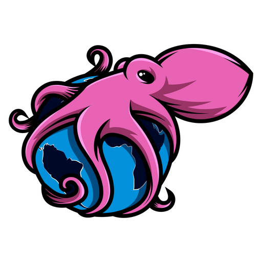 Octopus and Planet Earth Sticker