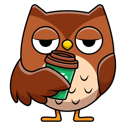 Owl with Coffee Sticker