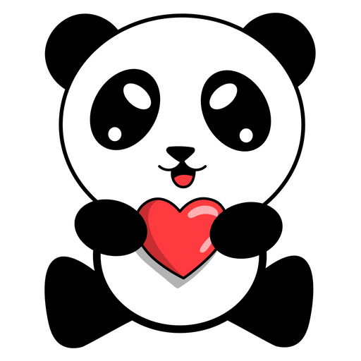 Panda With Heart Sticker