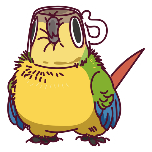 Parrot in Cup Sticker