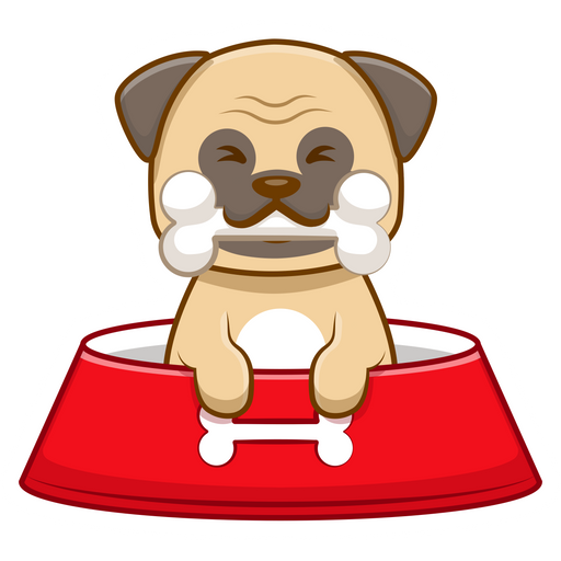 here is a Pug Puppy Eating Bone Sticker from the Animals collection for sticker mania