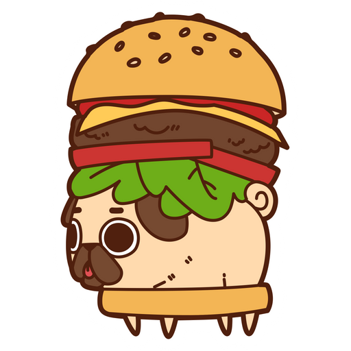 here is a Puglie Pug Burger Sticker from the Animals collection for sticker mania