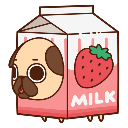 Puglie Pug Strawberry Milk Sticker