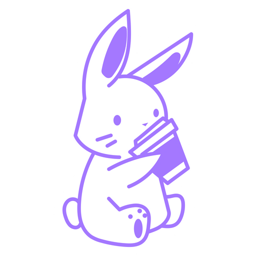 Purple Rabbit Drinking Coffee Sticker