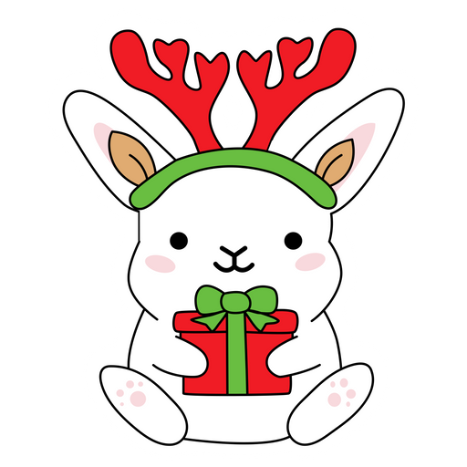 here is a Rabbit With Gift Sticker from the Animals collection for sticker mania