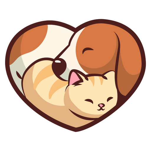 Dog and Cat Heart Sticker - Sticker Mania