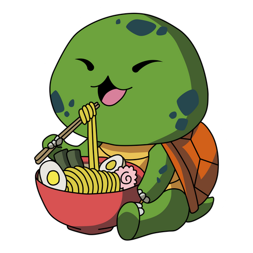 here is a Turtle Eats Ramen Sticker from the Animals collection for sticker mania
