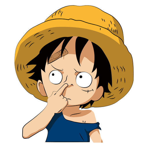 here is a One Piece Monkey D. Luffy Picking Nose Sticker from the One Piece collection for sticker mania