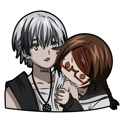 here is a Dead Mount Death Play Corpse God and Misaki Sakimiya Sticker from the Anime collection for sticker mania