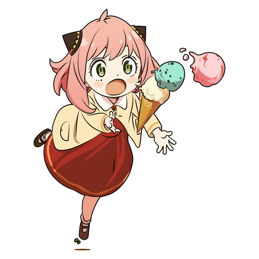 here is a SPY x FAMILY Anya Forger and Falling Ice Cream Sticker from the Anime collection for sticker mania
