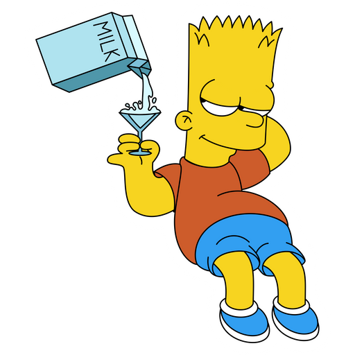 Bart Simpson with Grin Drinks Milk Sticker