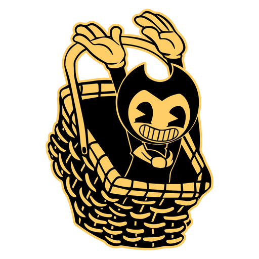 here is a Bendy in Basket Sticker from the Bendy and the Ink Machine collection for sticker mania