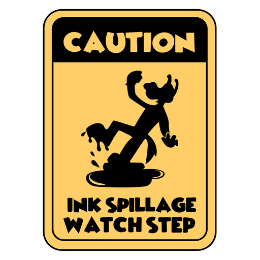 here is a Bendy and Ink Machine Warning Sign Sticker from the Bendy and the Ink Machine collection for sticker mania