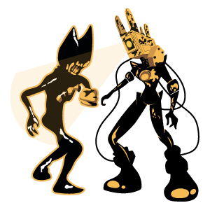 here is a Ink Bendy vs the Projectionist from the Bendy and the Ink Machine collection for sticker mania