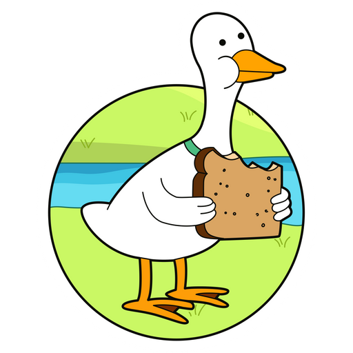 here is a Adventure Time Duck Eating Bread Sticker from the Adventure Time collection for sticker mania