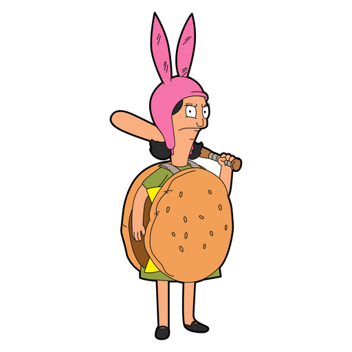 here is a Bob's Burgers Louise in the Burger Costume Sticker from the Cartoons collection for sticker mania
