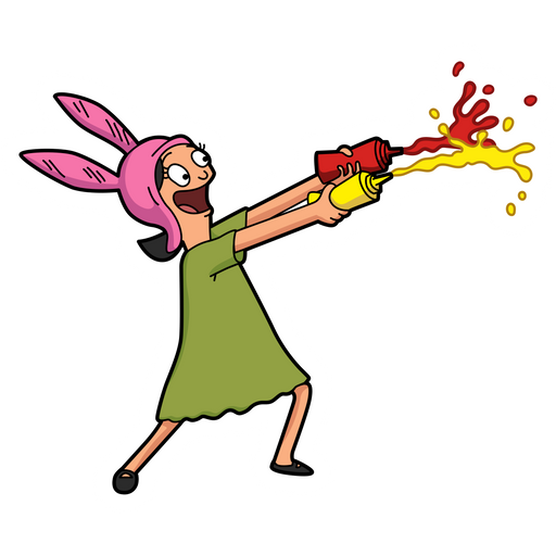 here is a Bob's Burgers Louise with Sauces Sticker from the Cartoons collection for sticker mania