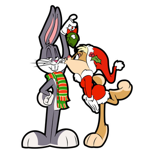 Bugs Bunny and Lola Bunny Under Christmas Mistletoe Sticker
