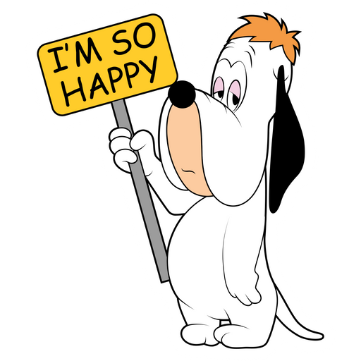 here is a Droopy I'm So Happy Sticker from the Cartoons collection for sticker mania