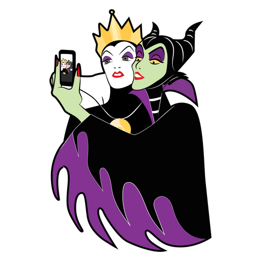 here is a Evil Queen and Maleficent Selfie Sticker from the Disney Cartoons collection for sticker mania