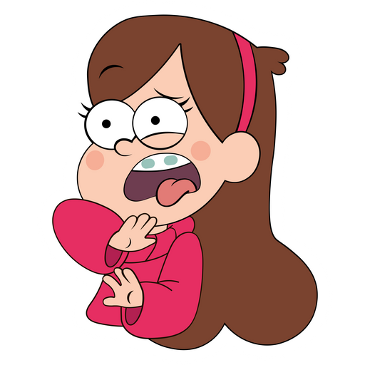 here is a Gravity Falls Mabel Pines Disgusted Face Sticker from the Gravity Falls collection for sticker mania