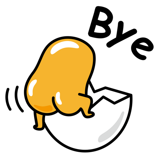 here is a Gudetama Bye Sticker from the Gudetama collection for sticker mania