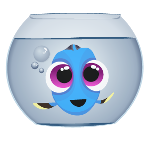here is a Little Dory in the Aquarium from the Disney Cartoons collection for sticker mania