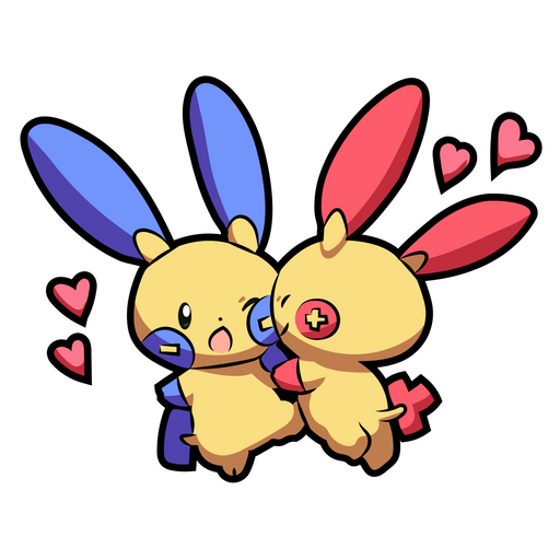 here is a Pokemon Minun and Plusle Sticker from the Pokemon collection for sticker mania