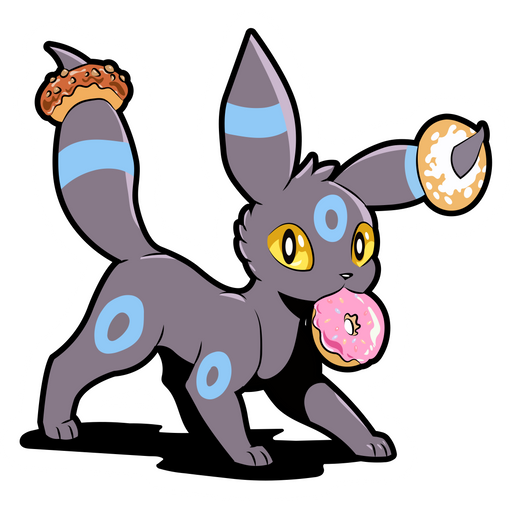 here is a Pokemon Shiny Umbreon Donut Thief Sticker from the Pokemon collection for sticker mania
