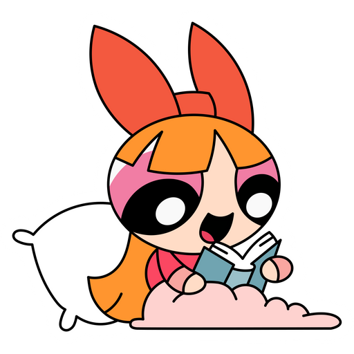 here is a Powerpuff Girls Blossom is Reading Sticker from the Cartoons collection for sticker mania