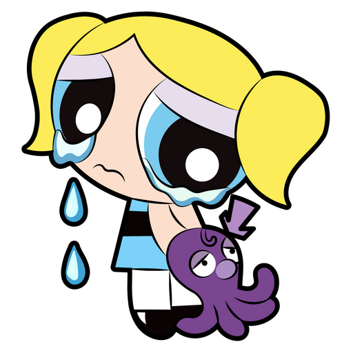 here is a The Powerpuff Girls Bubbles Crying Sticker from the Cartoons collection for sticker mania