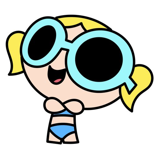 here is a Powerpuff Girls Bubbles on the Beach Sticker from the Cartoons collection for sticker mania