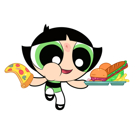 here is a The Powerpuff Girls Buttercup with Food Sticker from the Cartoons collection for sticker mania