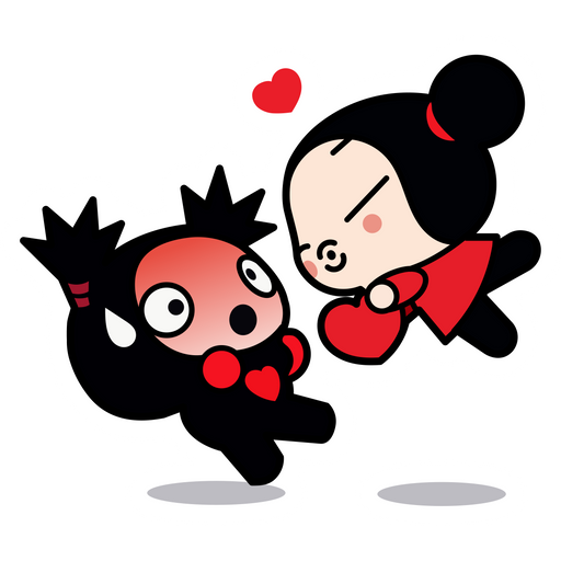 here is a Pucca and Garu Kiss Sticker from the Cartoons collection for sticker mania
